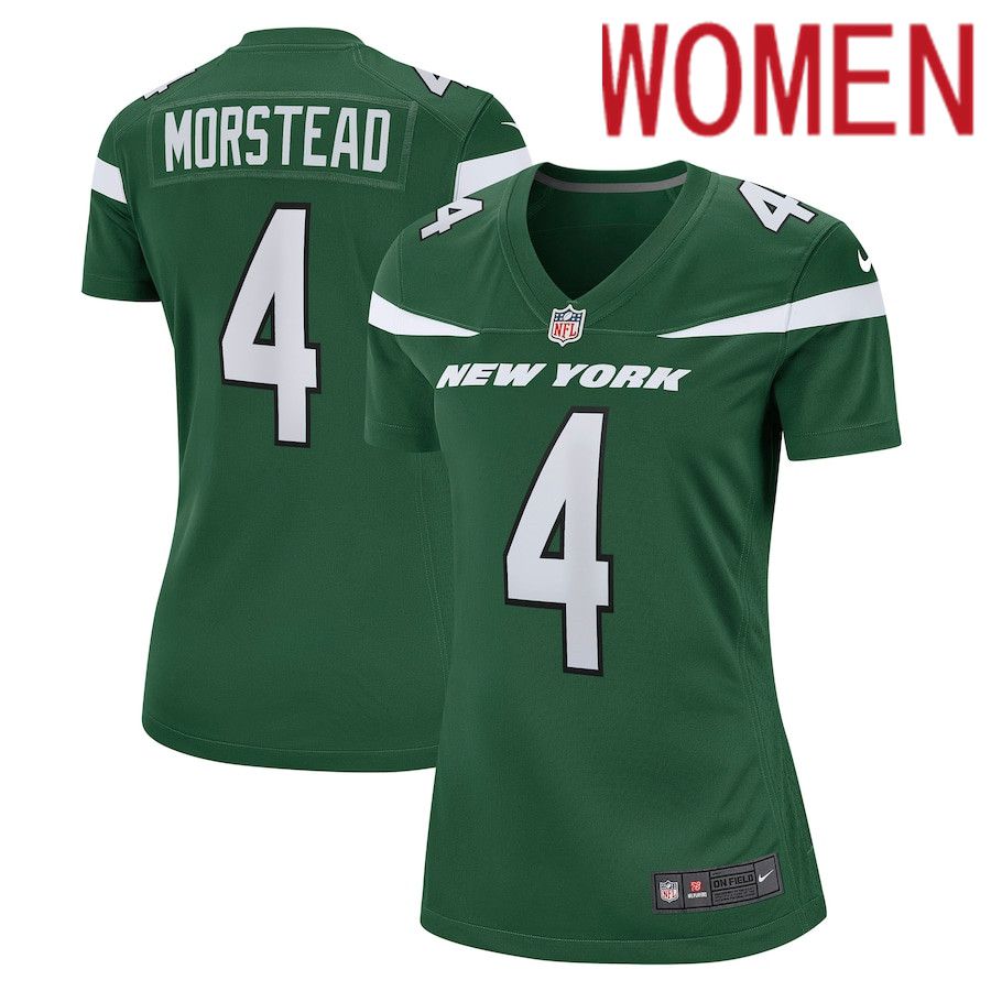 Cheap Women New York Jets 4 Thomas Morstead Nike Gotham Green Game NFL Jersey